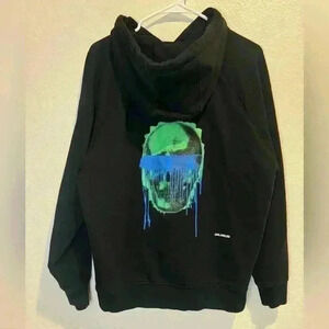 Unlabeled Skull Drip Graphic Chunky‎ Hoodie in Black Size L